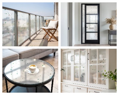 Folia mleczna na okno wzór witraż Rozrzucone elementy