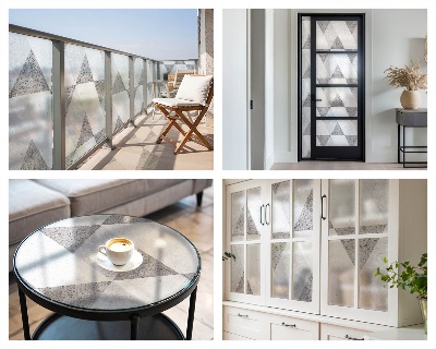 Naklejka witraż na szybę mleczna Szare trójkąty