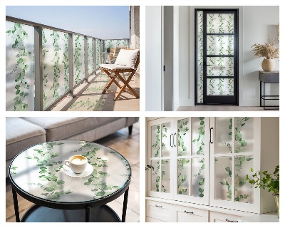 Witraż przyklejany na okno folia matowa Zielone girlandy