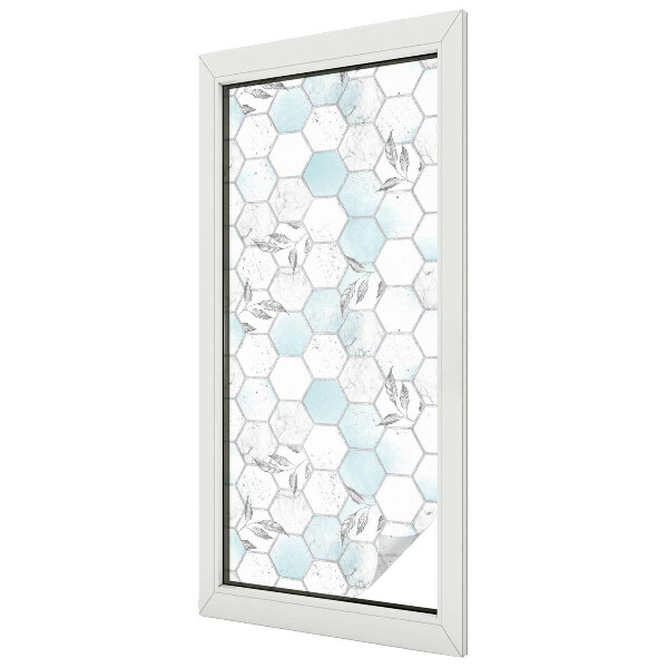 Folia mleczna na okno wzór witraż Kafle liście