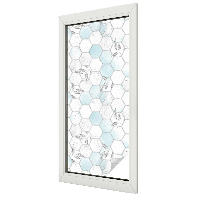 Folia mleczna na okno wzór witraż Kafle liście