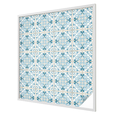 Witraż przyklejany na okno folia matowa Kwiatowe kafelki