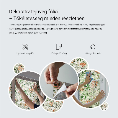 Folia mleczna na okno wzór witraż Geometryczne liście