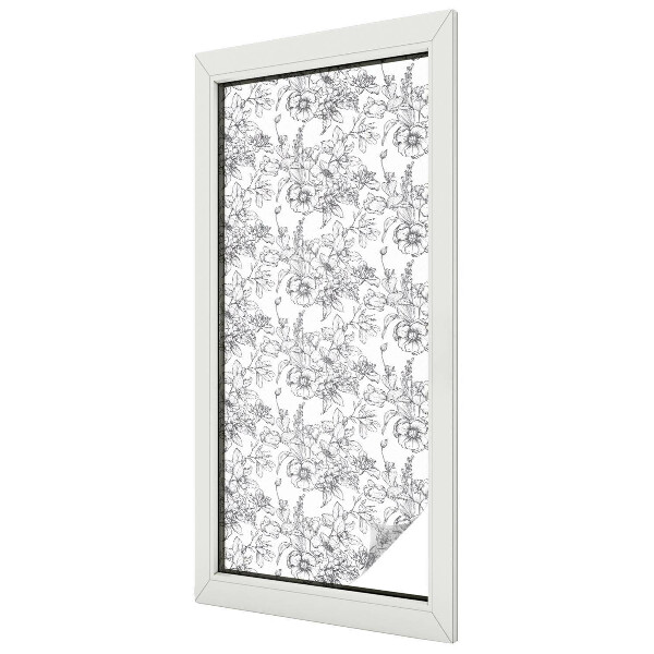 Naklejka witraż na szybę mleczna Kwiatowa elegancja