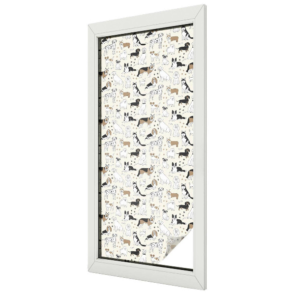 Naklejka witraż na szybę mleczna Pieski wzory