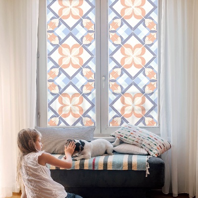 Folia mleczna na okno wzór witraż Kwiatowy wzór