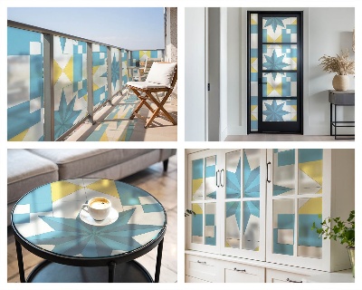 Folia okienna dekoracyjna witraż Niebieskie gwiazdy