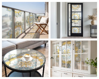 Witraż przyklejany na okno folia matowa Kolorowe mandale