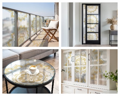 Folia mleczna na okno wzór witraż Florystyczna mandala