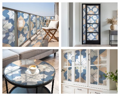 Witraż przyklejany na okno folia matowa Symetryczne wzory
