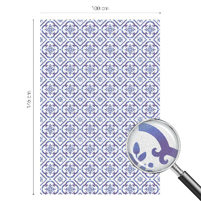 Folia mleczna na okno wzór witraż Niebieskie kafelki