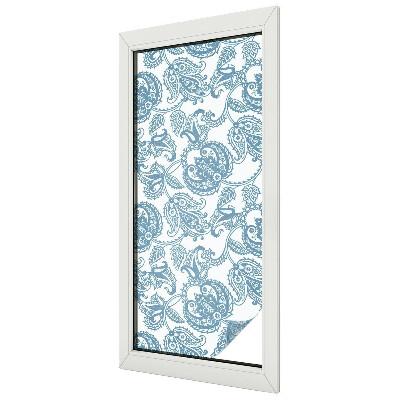 Witraż przyklejany na okno folia matowa Niebieskie ornamenty