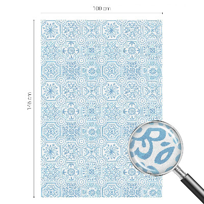 Folia mleczna na okno wzór witraż Niebieskie kafelki