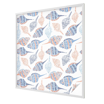 Folia mleczna na okno wzór witraż Morskie muszle