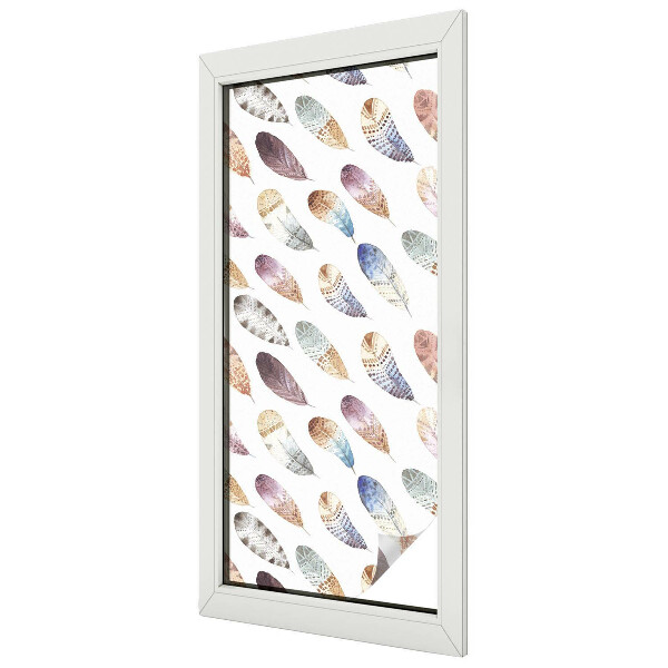 Folia okienna dekoracyjna witraż Pióra boho