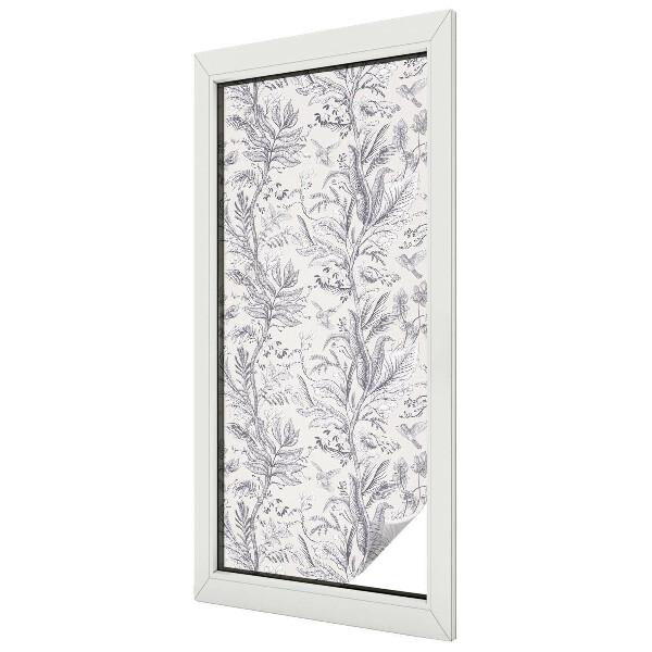 Witraż przyklejany na okno folia matowa Liście i motyle