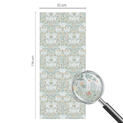 Naklejka witraż na szybę mleczna Jelenie kwiaty