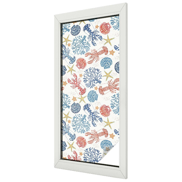 Witraż przyklejany na okno folia matowa Koralowce raki