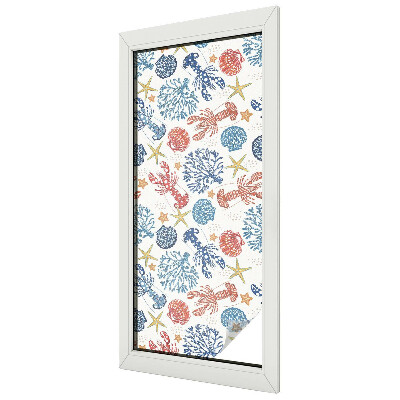 Witraż przyklejany na okno folia matowa Koralowce raki