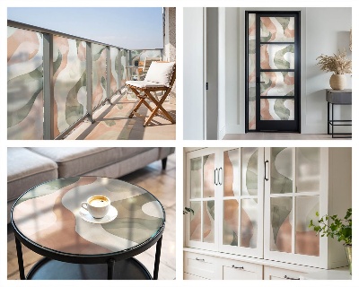 Folia mleczna na okno wzór witraż Kolorowe fale