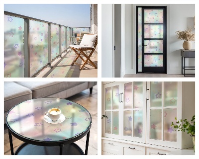 Witraż przyklejany na okno folia matowa Tęczowe wzory