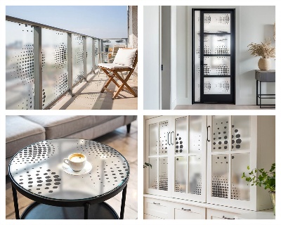 Witraż przyklejany na okno folia matowa Kropkowe okręgi