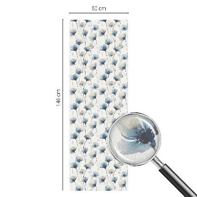 Folia mleczna na okno wzór witraż Niebieskie kwiaty