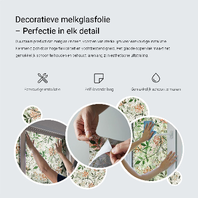 Folia mleczna na okno wzór witraż Kwiatowy wzór