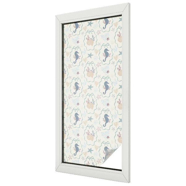 Naklejka witraż na szybę mleczna Koniki morskie