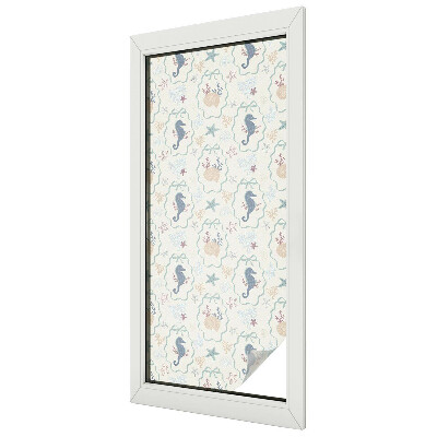 Naklejka witraż na szybę mleczna Koniki morskie