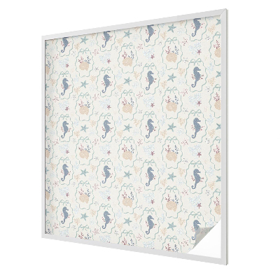 Naklejka witraż na szybę mleczna Koniki morskie