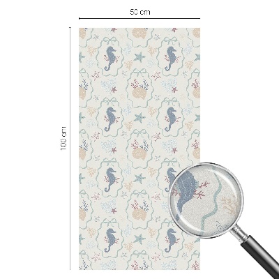 Naklejka witraż na szybę mleczna Koniki morskie