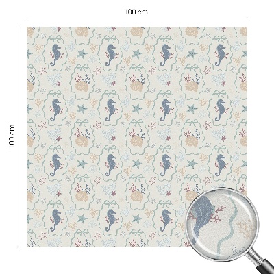 Naklejka witraż na szybę mleczna Koniki morskie