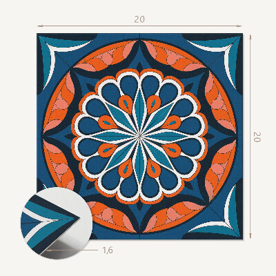 Samoprzylepne płytki na ścianę Liściasta mandala w stylu