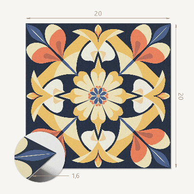 Samoprzylepne płytki na ścianę Mandala z kwiatowymi akcentami
