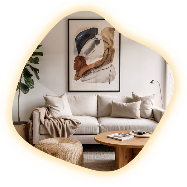 Lustro o nieregularnym kształcie led wiszące unikalne