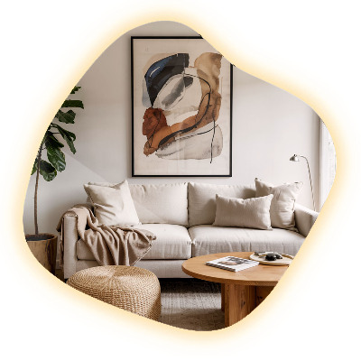 Lustro o nieregularnym kształcie led wiszące unikalne