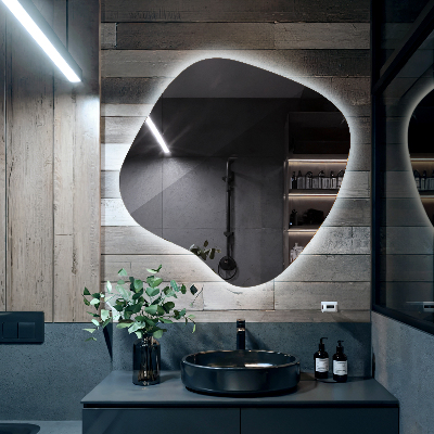 Lustro o nieregularnym kształcie led wiszące unikalne