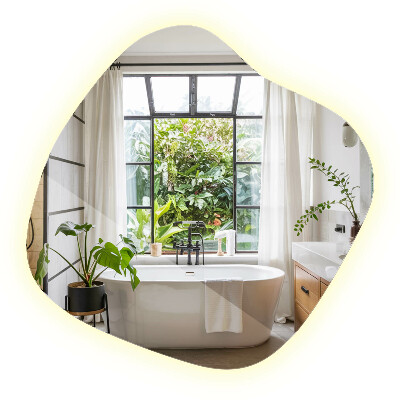 Lustro o nieregularnym kształcie led wiszące unikalne