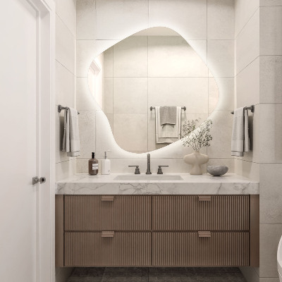 Lustro o nieregularnym kształcie led wiszące unikalne