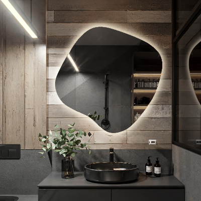 Lustro o nieregularnym kształcie led wiszące unikalne