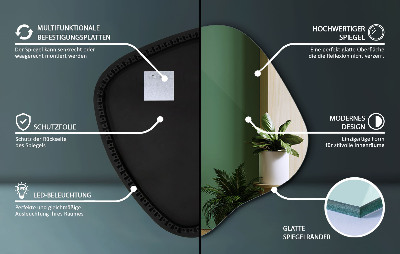 Lustro o nieregularnym kształcie led wiszące unikalne