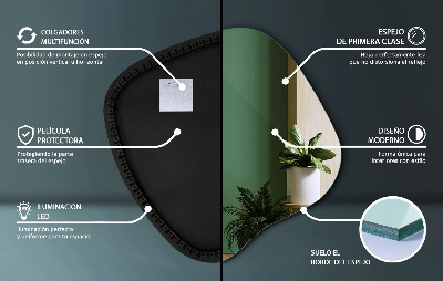 Lustro o nieregularnym kształcie led wiszące unikalne