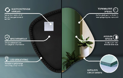 Lustro o nieregularnym kształcie led wiszące unikalne