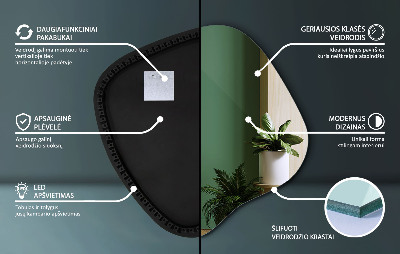 Lustro o nieregularnym kształcie led wiszące unikalne