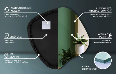 Lustro o nieregularnym kształcie led wiszące unikalne