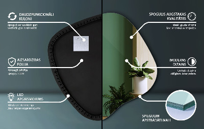 Lustro o nieregularnym kształcie led wiszące unikalne