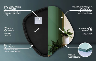 Lustro o nieregularnym kształcie led wiszące unikalne