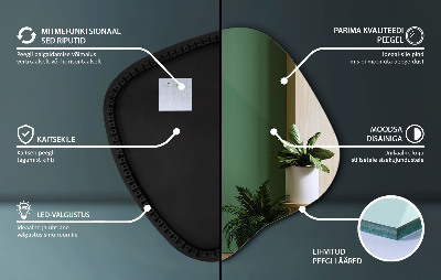 Lustro o nieregularnym kształcie led wiszące unikalne