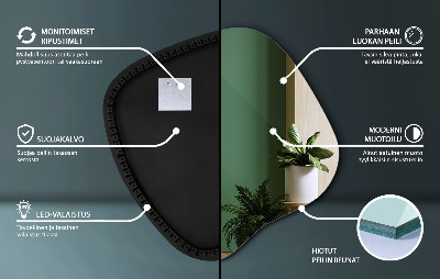 Lustro o nieregularnym kształcie led wiszące unikalne